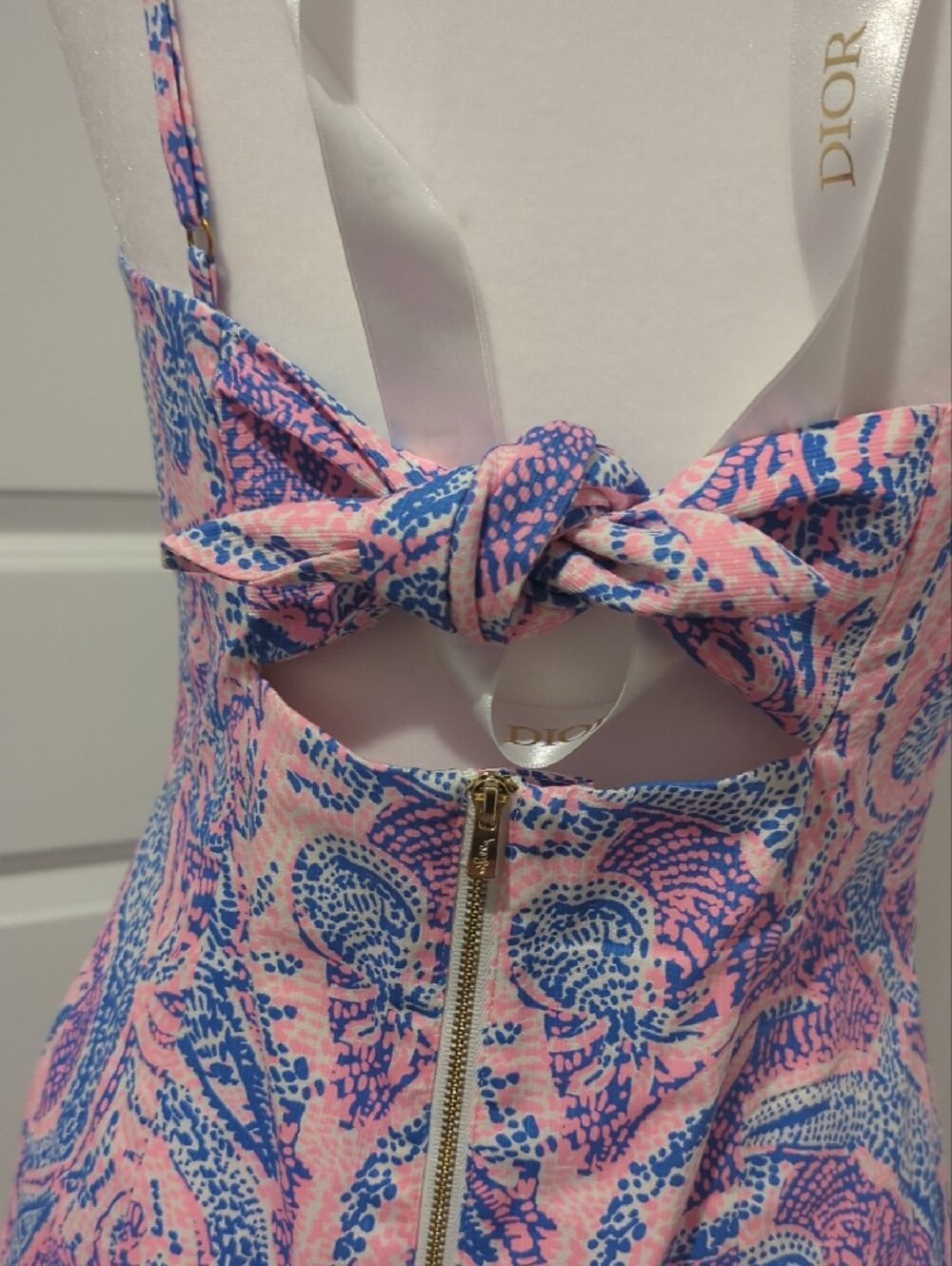 Pink & Blue Paisley Spaghetti Strap Mini Dress - Picture 4 of 9